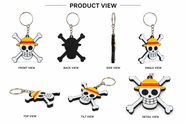 One Piece Luffy Skull Keychain | Anime Straw Hat Pirates Keyring ...